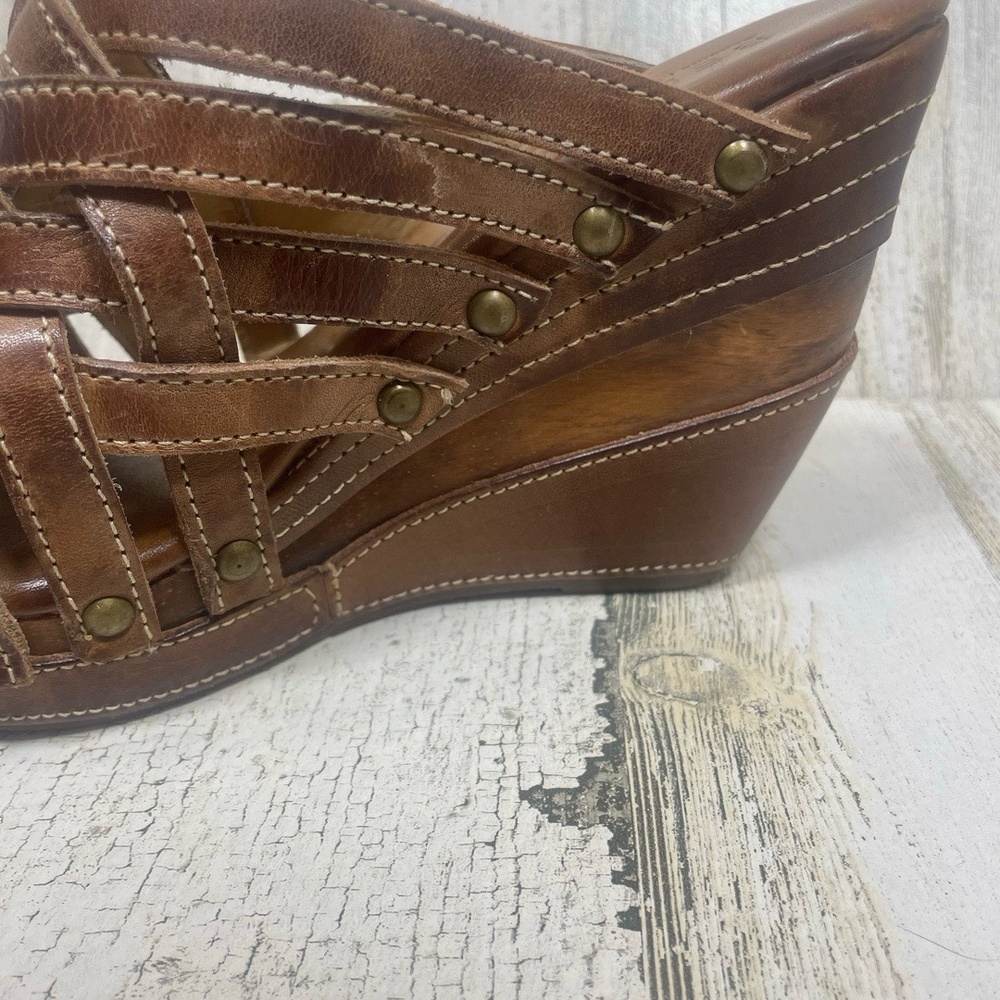Bed Stu Brown Woven Leather Josie Wedge Sandals 7.5 - Picture 8 of 10